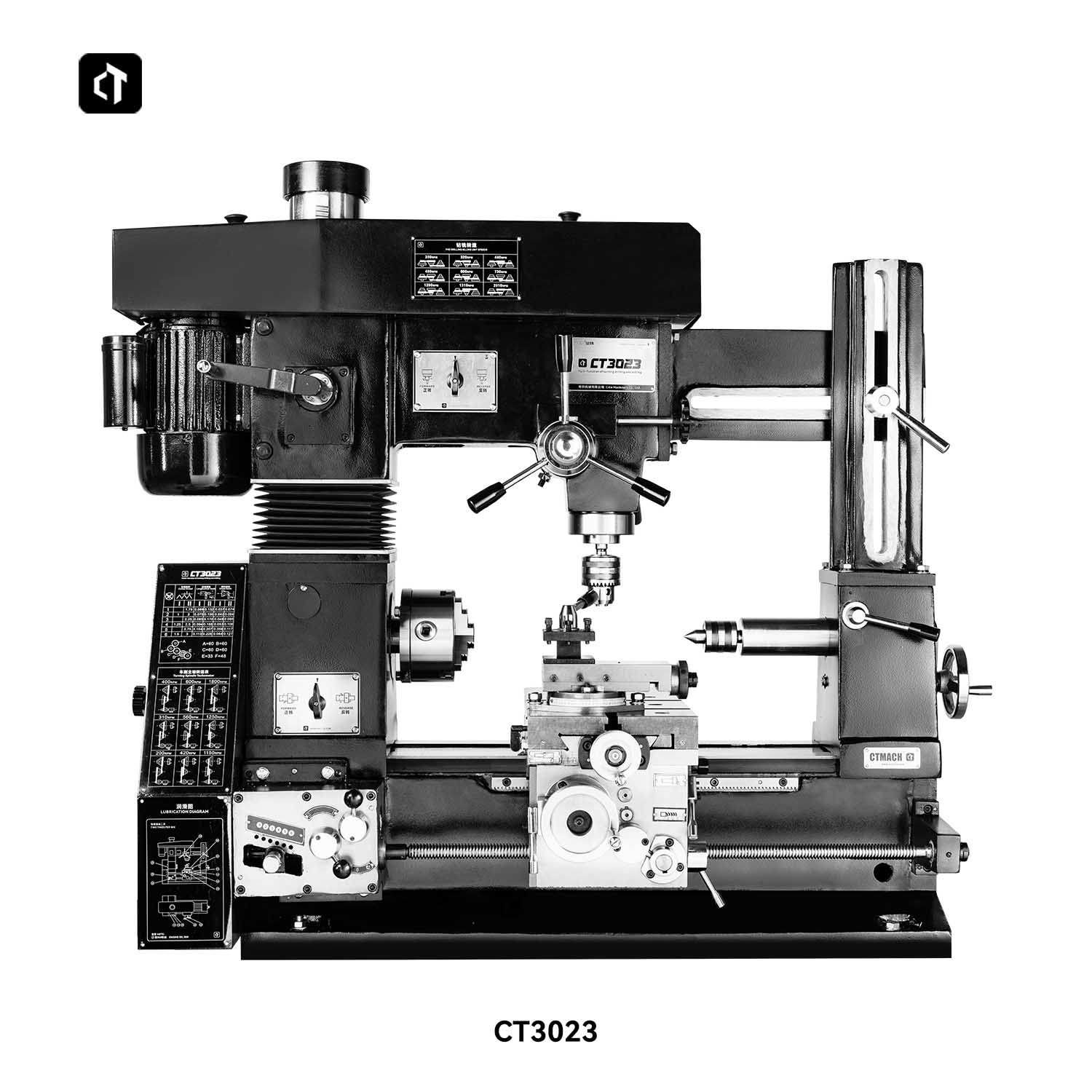 Bench Lathe 750W Metal - CT3023 Multi-Functional Milling Drilling Metal Lathe