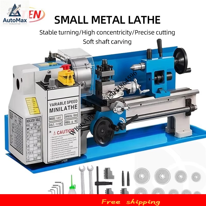 Wood Lathe Chuck 4 Jaw - Mini Metal Lathe Machine 0-2500 RPM