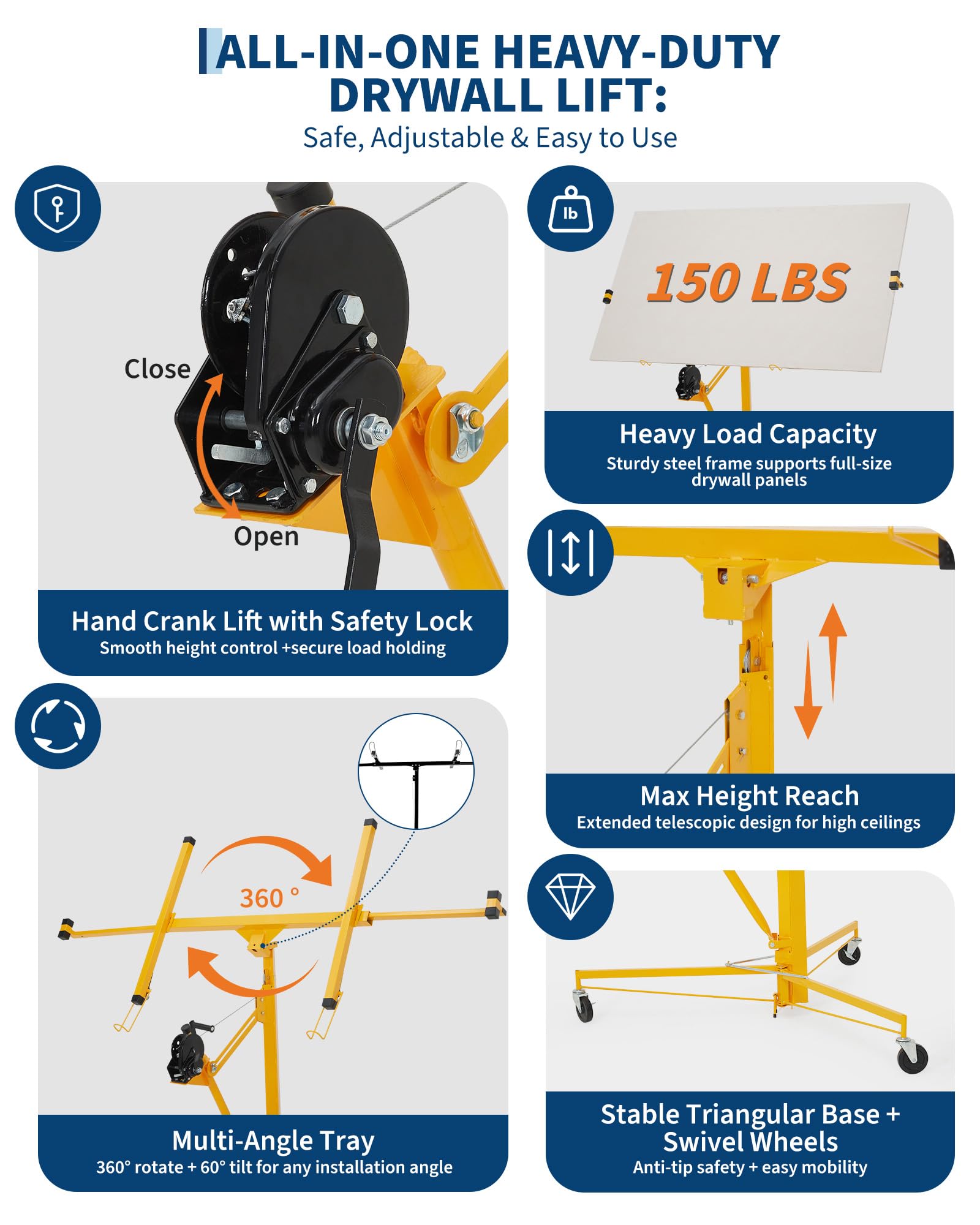 16ft Heavy-Duty Drywall Lift,  - Wood Lathe Bed Extension review and price