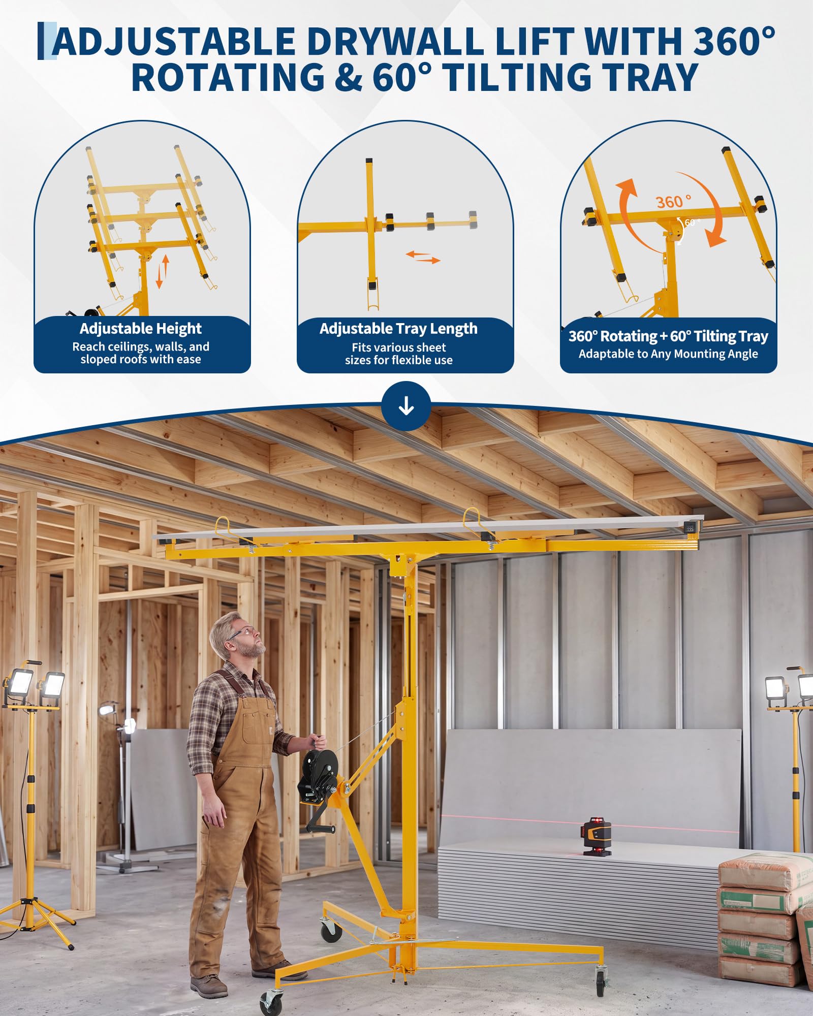 16ft Heavy-Duty Drywall Lift,  - Wood Lathe Bed Extension review and price