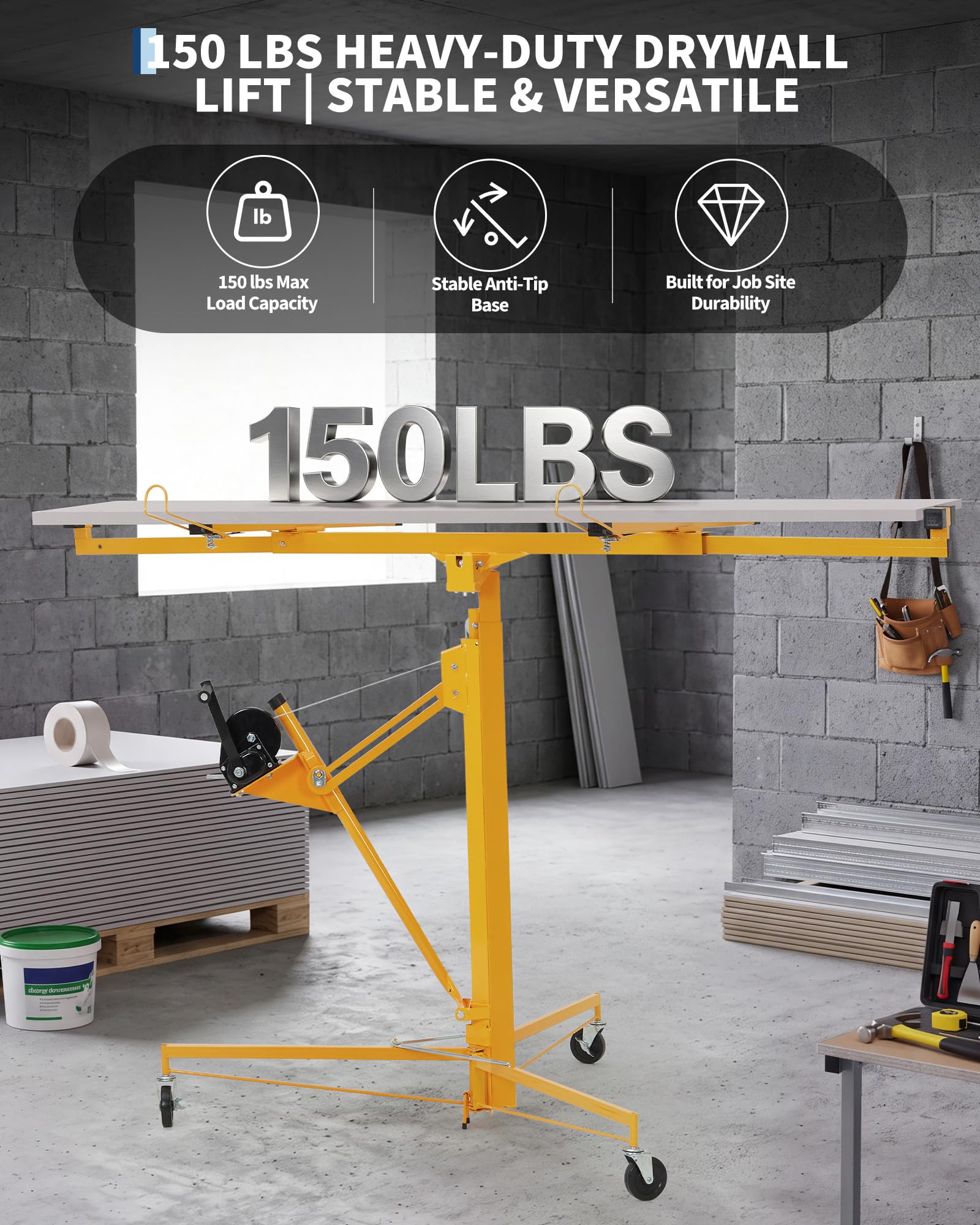 16ft Heavy-Duty Drywall Lift,  - Wood Lathe Bed Extension review and price