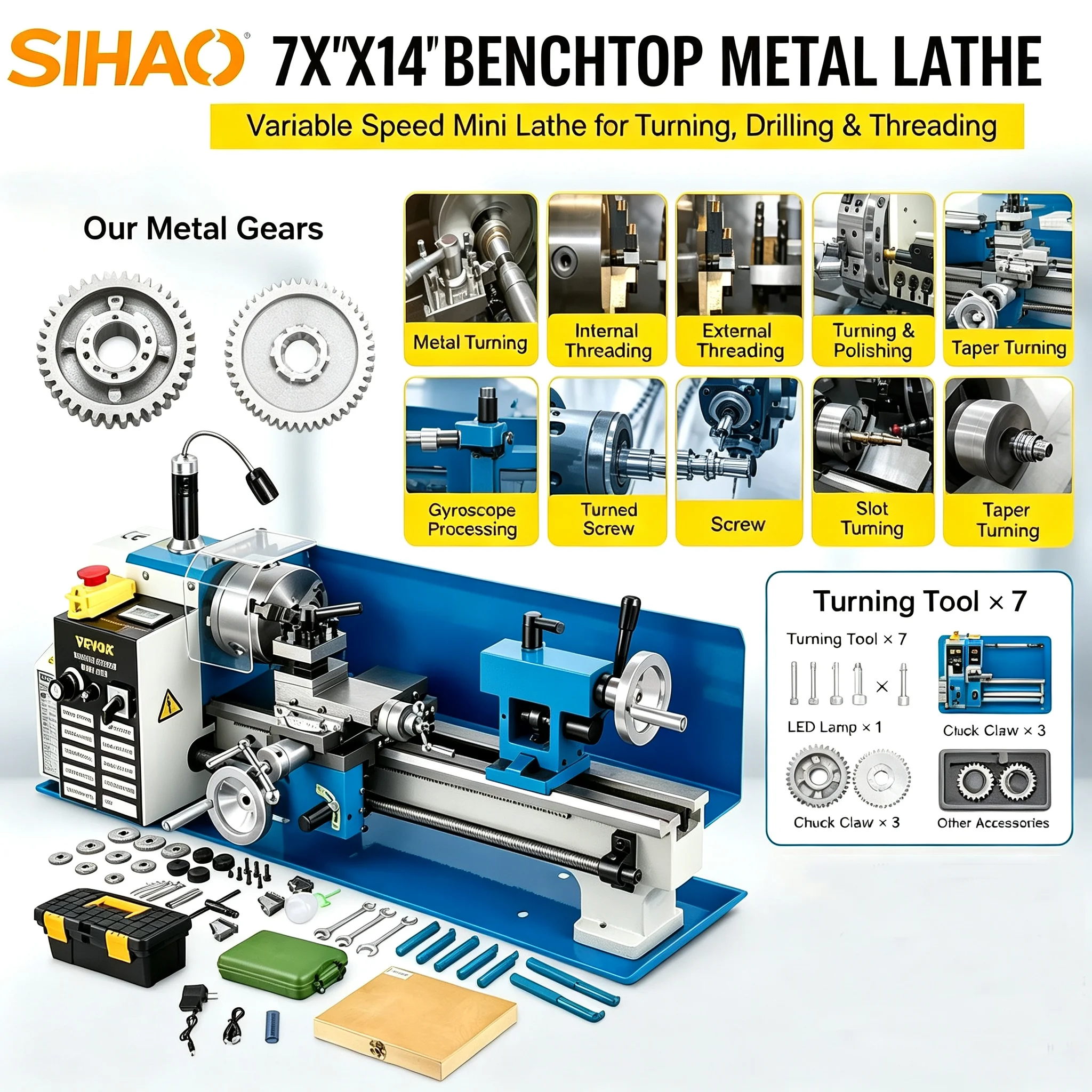 7x14 Inch Mini Metal Lathe 550 - Mini Metal Lathe 7X14 review and price
